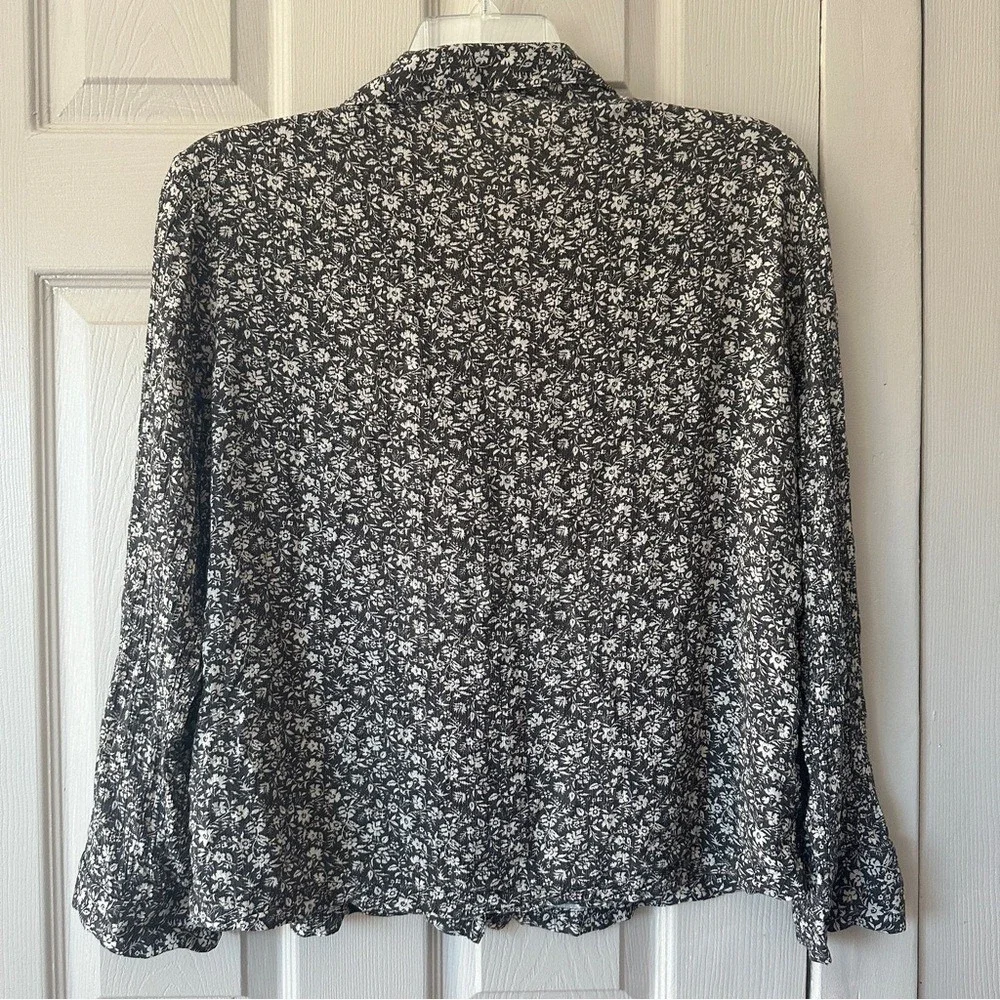Faherty Cabana Long Sleeve‎ Shirt Blouse Charcoal Woodstock Floral size Large